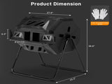 Outdoor Compost Tumbler Dual Chamber, Outdoor Tumbling Composter Dual Rotating Batch Compost Bin, 42 90921174