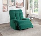 Reclining Chair Green Velvet Upholstery Square Tufted Back Pillowtop Arms Solid Wood Furniture B011P182494