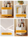 Rotating Bookshelf, 360 Degree Display 5 Tier Corner Bookshelf with Drawer for Small Space, Floor W2641P329223