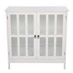 ZUN FCH Transparent Double Door Side Cabinet White 44876940