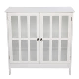 ZUN FCH Transparent Double Door Side Cabinet White 44876940