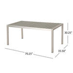 ZUN Coral Outdoor Aluminum Dining Table with Faux Wood Top, Gray Finish,Grey 60452.00