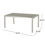 ZUN Coral Outdoor Aluminum Dining Table with Faux Wood Top, Gray Finish,Grey 60452.00