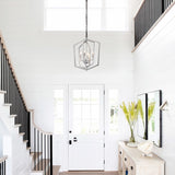 4-Light Farmhouse Chandeliers, Matte Black and Sliver Matte Black Vintage Cage Light Fixture W1592P230610