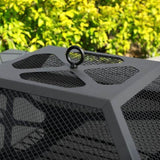 Fire Pit Table 32in Square Metal Firepit Stove Backyard Patio Garden Fireplace for Camping, Outdoor 05653746