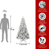 5FT Flocked Christmas Tree Artificial Snowy Holiday Tree with 407 Tips, Full Shape PVC, Sturdy 77059771