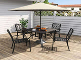 5Piece Outdoor Patio Dining Set, 4 Metal Chairs , 37.8" Square WoodGrain Metal 31405982