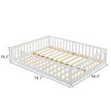 Fence Bed With Door With Board White Painted Pine Full Children's Bed 22080146