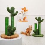 ZUN Cat Scratching Post Cactus Cat Scratcher Featuring with 3 Scratching Poles and Interactive Dangling 48540529