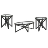 Modern simple coffee table, tempered coffee table solid wood base round transparent W487P317844