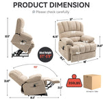 ZUN 23" Seat Width and High Back Large Size Beige Chenille Power Lift Recliner Chair with 8-Point 22233917