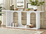 Modern and Curved Design Ash Veneer Console Table with Shelf,Suitable for Entryway,Hallway N711P241287K