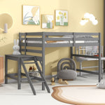 ZUN Full Loft Bed with Platform,ladder,Grey 72919783