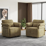 360 Degree Square Swivel Accent Sofa Chair,Fluffy Fabric Lounge Wide Upholstered Reading Chair with W2012P319076