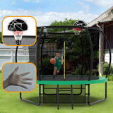 10FT Pumpkin Trampoline, Outdoor Trampoline with Basketball Hoop, Enclosure Net and Ladder W1163P148156