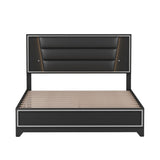 Queen Size PU Upholstered Bed, Headboard with LED Light Strips and Sparkling Shiny Decoration, No WF531199AAB