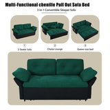 Convertible Pull Out Sofa Bed Queen Size, 3-in-1 Convertible Sleeper Couch with Thicked Cushions and W3163P269679