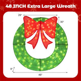 48" Pre-Lit Christmas Wreath - 200 LED Lights , IP44 12984977