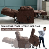Dual Motor Heat Massage Infinite Position Up to 350 LBS Electric Power Lift Recliners with W3224P288490