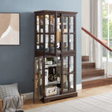 ZUN Curio Display Cabinet,Antique Display Cabinet with Glass Doors Adjustable Shelves for Collectibles W2275P231688