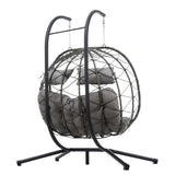 2 Persons Egg Chair with Stand Indoor Outdoor Swing Chair Patio Wicker Hanging Egg Chair Hanging W1703P163952
