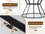 Brown 47" Round Dining Table , Family-Sized for 4-6 People, Hourglass Metal Base & Curved Tabletop 32267114
