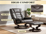 Faux Leather Reclining Chair, Manual Recliner Chair with Tufted Back & Wood Frame, Living Room 97781054