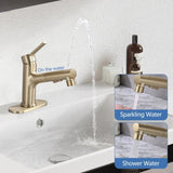 Bathroom Faucet with Pull Out Sprayer, Single Handle Modern Bathroom Basin Faucet with Pop-up W1224P290215