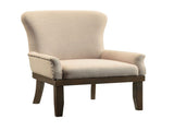 Beige and Salvage Brown Arm Chair with Nailhead Trim B062P209270