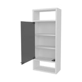 FM FURNITURE Pine Like Medicine Cabinet with Mirrored Door and Open Storage, White B128P301386