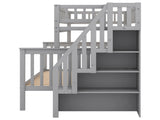 Twin over Full Stairway Bunk Bed with Storage, Gray 08886606