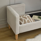 65.35"Wide Corduroy Storage Soft Bench with Armrests, Backrest and Two bolster Pillows for Living W3118P254211