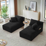 Compressible double chaise lounge with cupholders - No Assembly Required, Fluffy Modern Sleeper W2339P346397