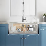 24 Inch White Fireclay Farmhouse Sink-24x 16 White Farm Sink for Small Kitchen and Laundry, Apron W1386P313111