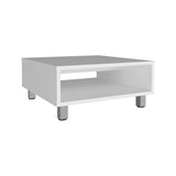 Eclipse 10" H Low Minimalistic Square Coffe Table with Open Storage White B200P253716