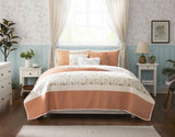 6 Piece Cotton Percale Quilt Set with Throw Pillows Coral King/Cal King B035129021