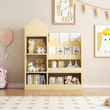 Wood Kids Wooden Bookshelf Toy Storage Organizer with Bookcase, Kid's Bin Storage Unit with 6 96058687