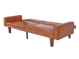 Modern PU Leather Futon Sofa with Tufted Backrest, Adjustable Reclining Couch with Wood & Metal 36536847