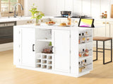 U-Style 47.2" Counter Height Table with Foldable Top & Power Outlet, Sideboard Buffet Cabinet & Bar N711P437715K