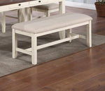 ZUN White Classic 1PC BENCH Rubberwood Beige Fabric Cushion Seats Dining Room Furniture Bench B011120835