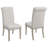 Beige and Pine Upholstered Parsons Dining Chair B062P153699