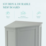 Grey Bathroom Cabinet Triangle Corner Storage Cabinet with Adjustable Shelf Modern Style MDF Board N725P172615E