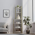 ZUN 6-Tier Corner Open Shelf Modern Bookcase Wood Rack Freestanding Shelving Unit,Plant Album Trinket W2167P207457