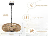 Farmhouse Rattan Pendant Lights, 15.7" 4-Light Boho Chandelier Light Fixture, Wicker Hand Woven W2738P185429