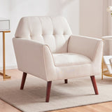 ZUN Accent Chairs for Bedroom, Midcentury Modern Accent Arm Chair for Living Room, Linen Fabric Comfy T2694P194178