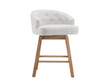 33.25" Swivel Counter Stools Set of 2, Upholstered Counter Height Bar Stools with Solid Rubber Wood WF532109BGE
