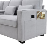 ZUN [New] 104" 4-Seater Modern Linen Fabric Sofa with Armrest Pockets and 4 38107836