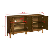60.5'' Buffet Cabinet with Storage, Farmhouse Fluted Sideboard with Geometric Pattern & Adjustable W1801P288506