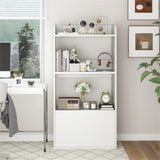White Freestanding Bookshelf with 3-Tier Shelf 51964760