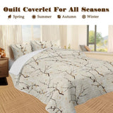 3pcs Minimalist Tree Branch Patterned Blankets Suitable For All Seasons, Including Flower And Autumn 05344033